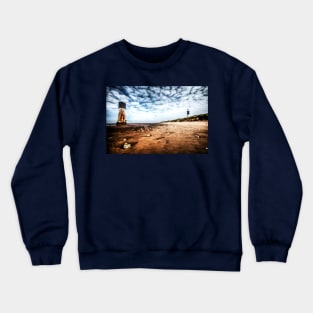 Spurn Point Lighthouses Dramatic Sky Crewneck Sweatshirt